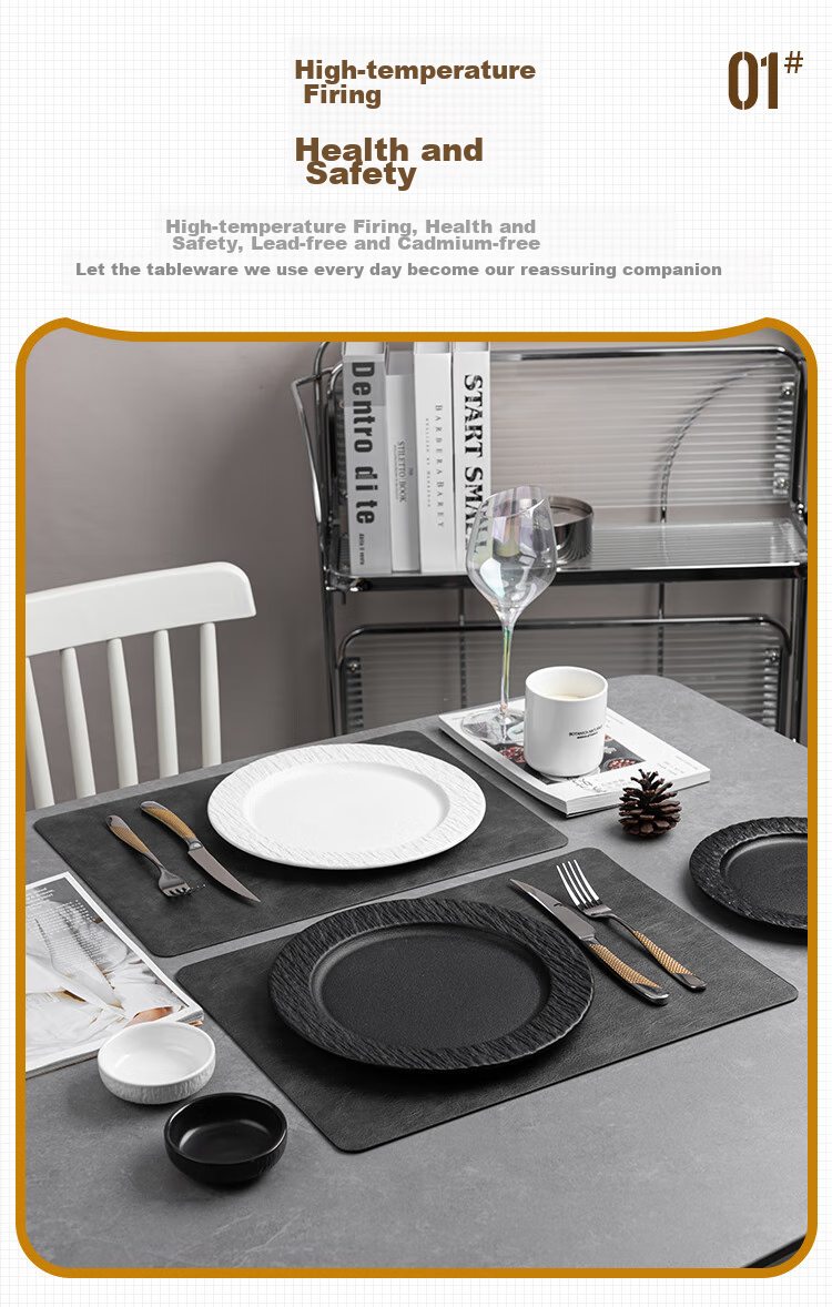 Banwushenghuo Steak Plate, Western Dinner Plate, Ceramic Plate, Home Luxury High-End Feel, Western Tableware, Pasta Plate, Steak-Specific Plate 5