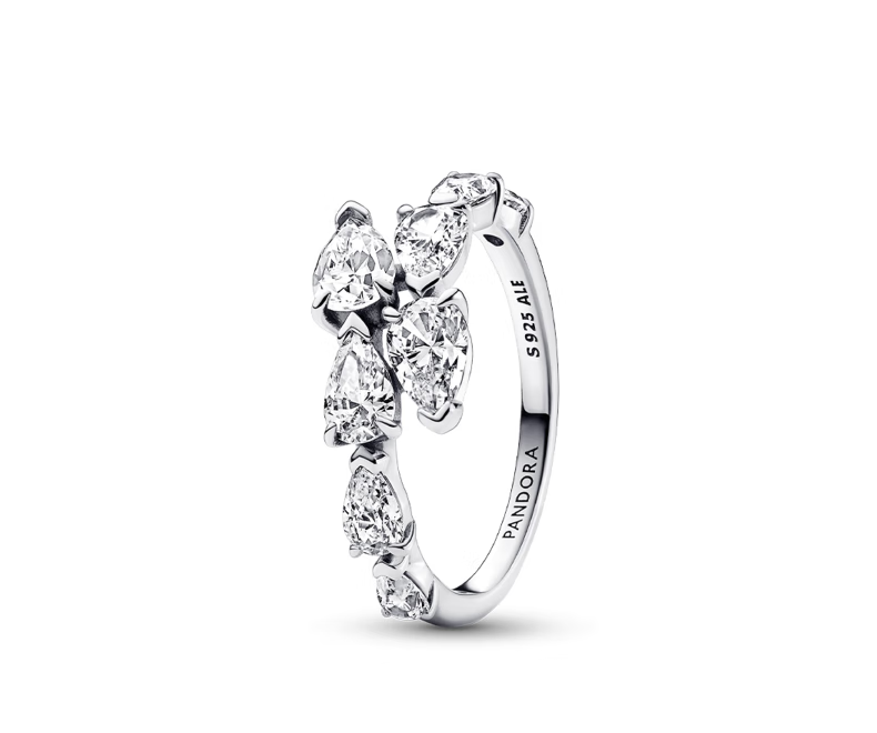 Pandora Shimmering Layered Ring with Interlocking Design, Pear-Shaped Elegant Birthday Gift for Girlfriend 3