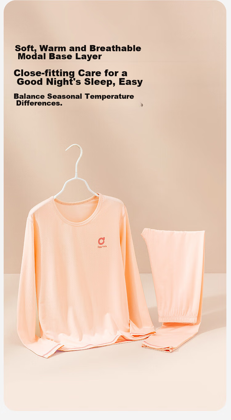 Dingguagua Children's Pajamas, Modal Cotton, Thin Spring And Summer Style, Girls' Home Wear, Long-Sleeve Autumn Clothing Set, Pink, Size 150 8