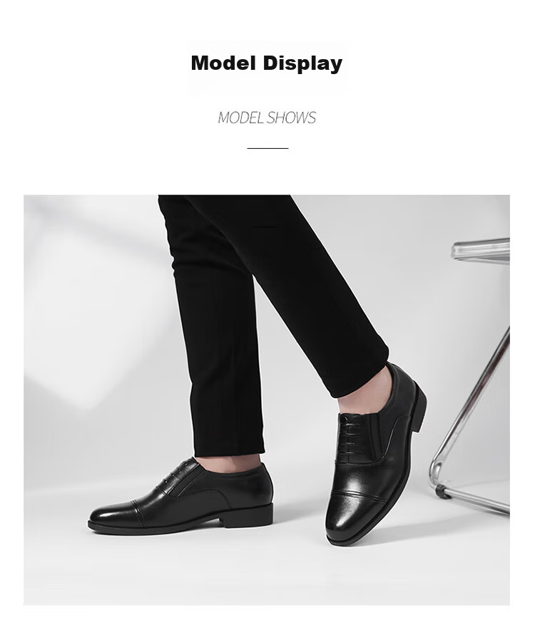 Qiangren Formal Shoes for Men, Jihua 3515 Three-Joint Business Leather Shoes, Professional Commute Leather Shoes, Slip-On Commemorative Edition, Black, Size 42 15