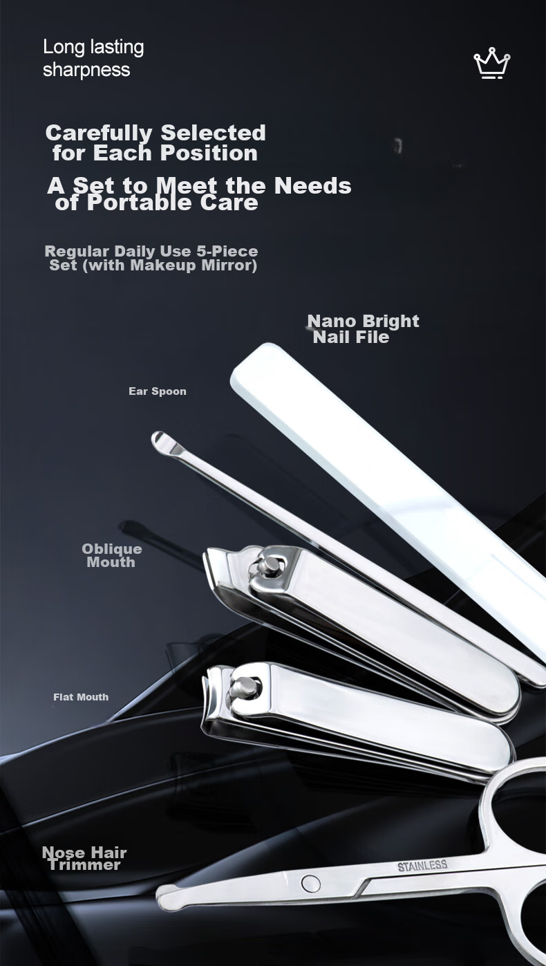 Huanlinkai Nail Clipper Set with Nose Hair Trimmer, Ear Pick, And Customizable Tools 8