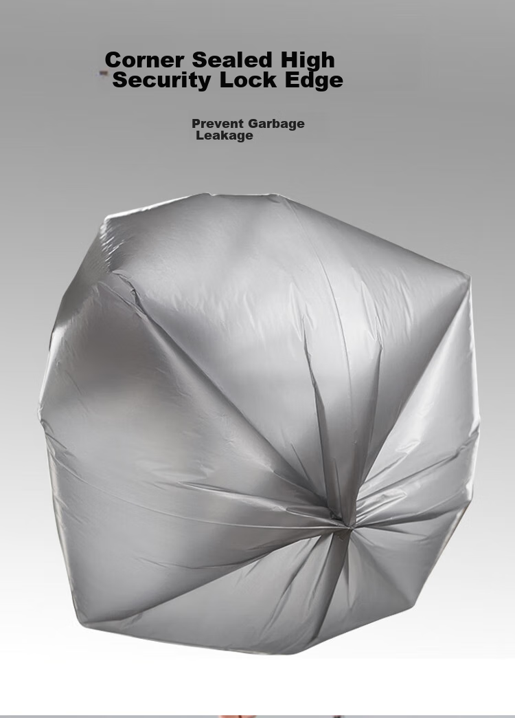 Lahong Steel Bag Vest Garbage Bags, Silver, 45*60cm, 180 Pieces, 1 Mil Thickness, Household Thickened Handheld Plastic Bags, Kitchen Medium Size 9