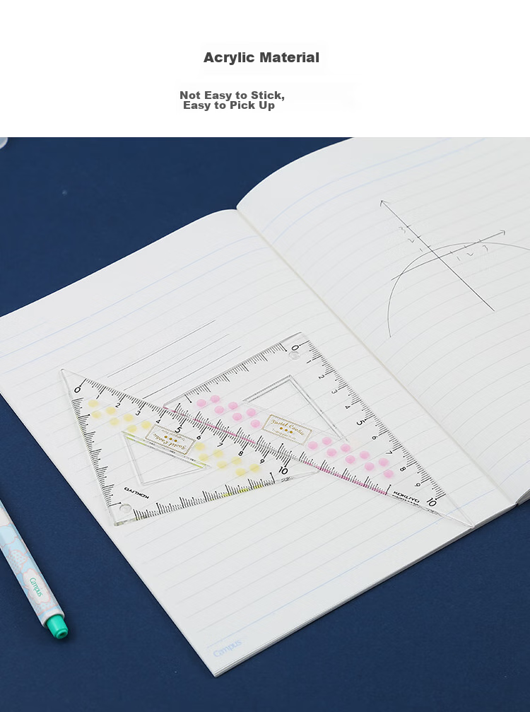 KOKUYO Triangle Ruler Set for Exams, Drawing And Measurement, Student Stationery Ruler, Transparent Grid Type, 2-Piece Set, GY-GBA210 6