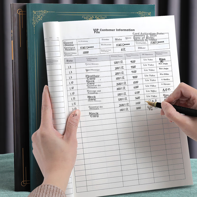 Jiaranheng Member Registration Book, Beauty Salon Customer File A4, Client Management Manual, VIP Information Registration Form, Hair Salon Manicure Eyelash Customer Record Book, Customized, Premium Black Gold
