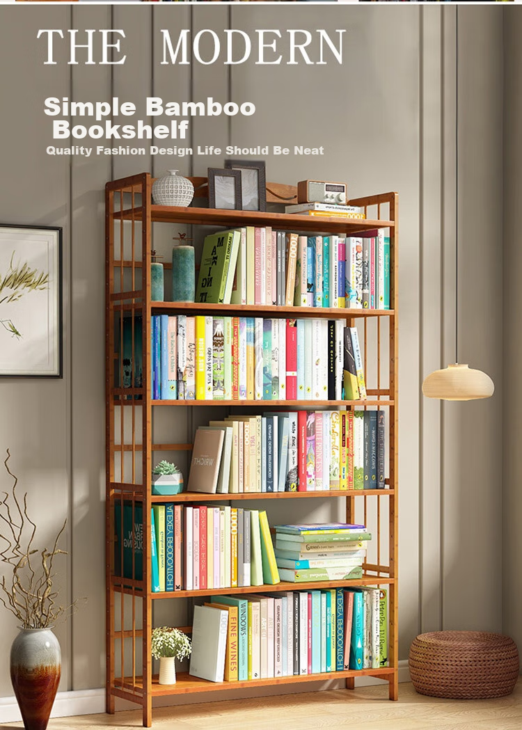 Anerya Floor-Standing Bookshelf, 169cm Tall, Multi-Tier Bamboo Simple Bookcase, Storage Rack, 6 Layers, 70cm Wide 1