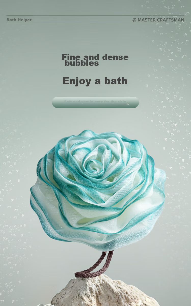 Chuangyilaojiang Rose Bath Sponge, Non-Spill Shower Flower, Thick Large-Sized Lathering Bath Towel, Super Soft Bathing Tool for Men And Wome 1