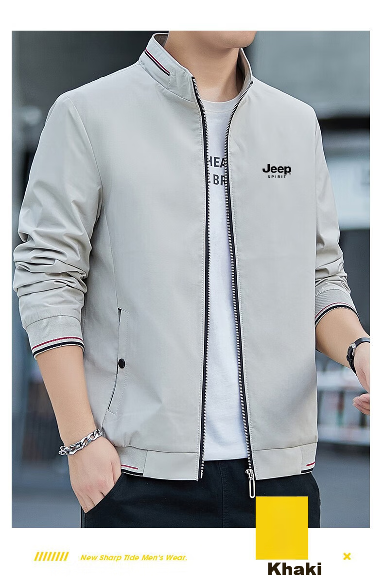 JEEP SPIRIT Men's Jacket, Autumn And Winter Coat, Stand-Up Collar, Business Style, Fleece-Lined, Thickened, Casual Versatile Outerwear, Black with Fleece Lining, XL Size 15