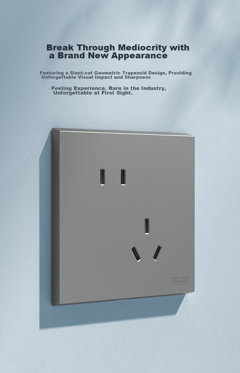 DELIXI Switch Socket Panel, 86-Type Panel, CD229, Three-Gang Switch, Triple-Gang Double-Control Switch, Space Gray Large Panel 7