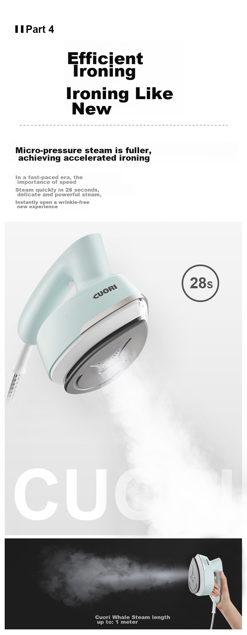 CuoRi 2026 New Hanging Handheld Garment Steamer Small Large Steam Electric Iron 130ml Water Tank High Power Sterilization Wrinkle Removal Gift ST-717 7