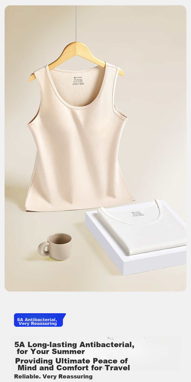 HLA Women's Sleeveless Camisole with Wide Straps, Pure Cotton 95% Cotton, Inner Or Outer Wear, Basic Undershirt, Single Piece 5
