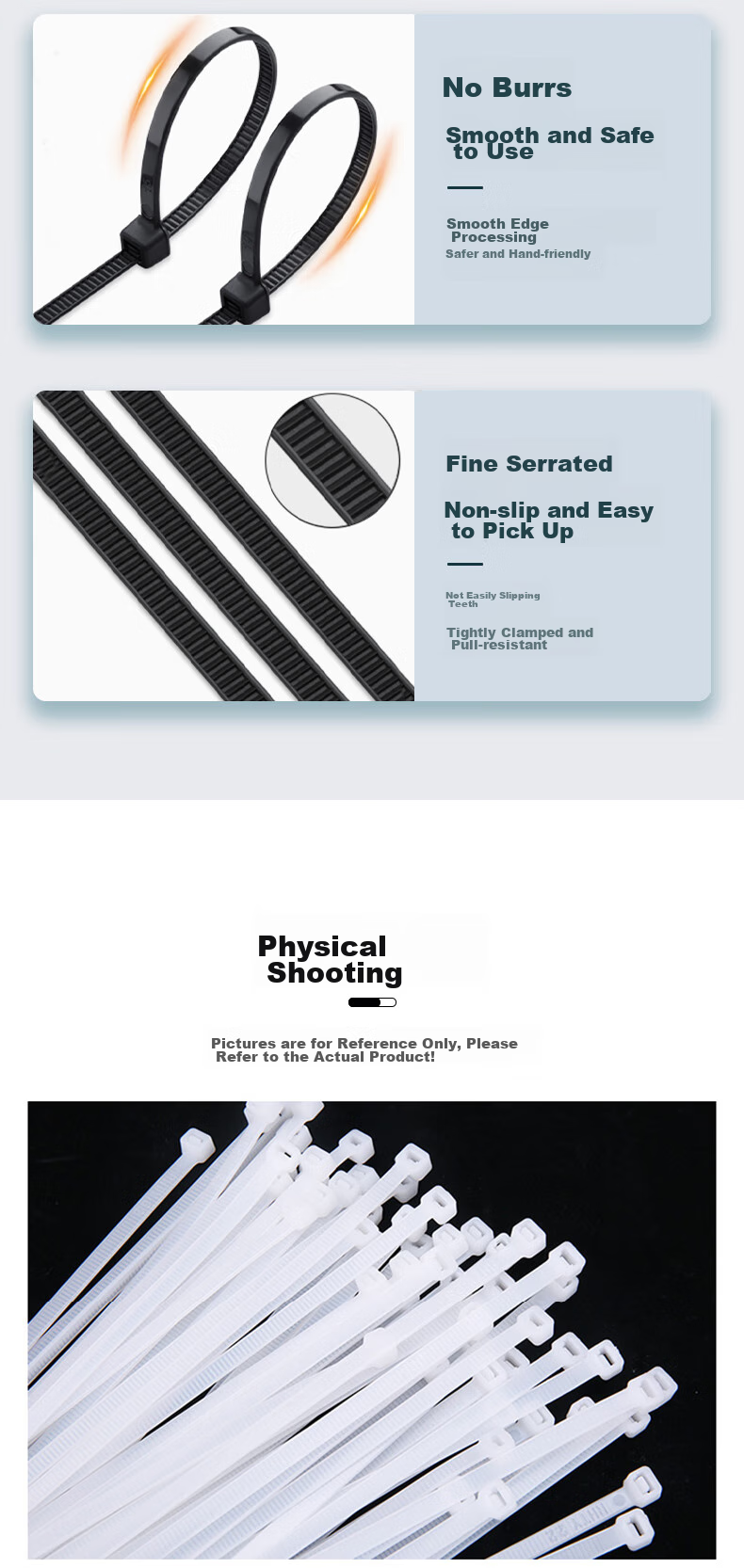 Jiuqiangu Self-Locking Nylon Cable Ties, Wire Management Straps, Computer Assembly, Gardening Cable Organization, Desktop Wire Management Bundling Straps, National Standard, 3.6*200mm, Black, 500 Pieces/pack, 1412 9