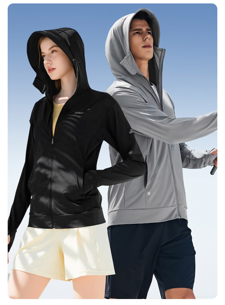 SUPIELD Full-Spectrum Sun Protection Jacket for Men, Summer Outdoor Lightweight Breathable Cool-Feeling Sun Protection Coat, Quiet Black, Size L 20