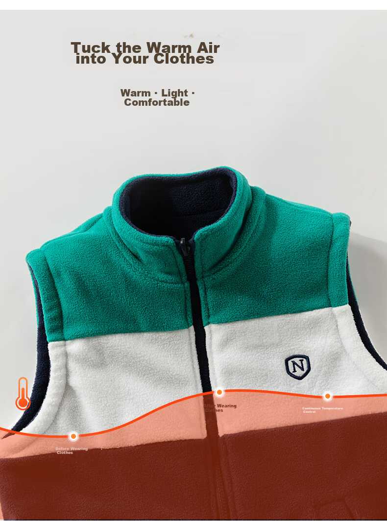 NUBIWU Children's Vest for Older Kids, Spring And Autumn Waistcoat, Boys' Fleece Vest, Double-Sided Wear, Boys' Sleeveless Jacket 8