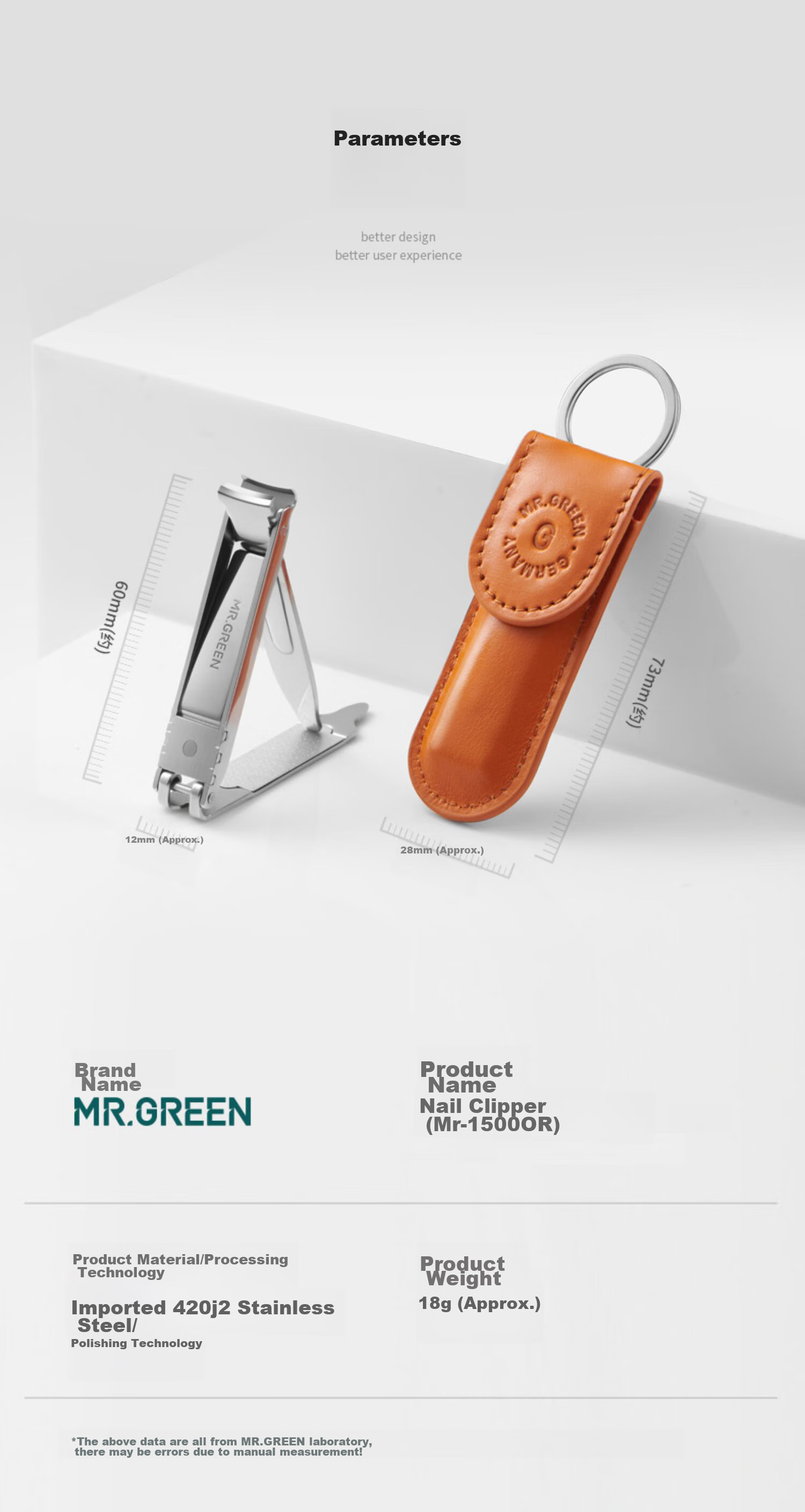 MR.GREEN German Nail Clipper with Leather Case, Foldable Portable Lightweight Imported Manicure Tool Mr-1500OR 15