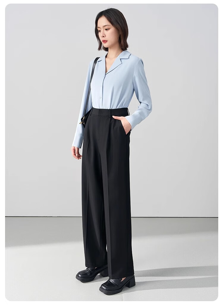 Bodexiaojie Women's Formal Suit Pants, Straight-Leg Trousers for Petite Figures, Professional Interview Attire, Black Dress Pants, Size S 17