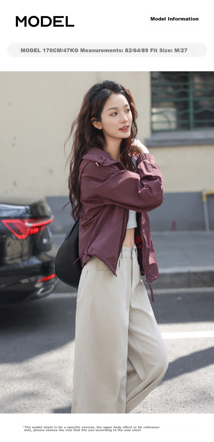 Dme [Elegant Wine Red Jacket] Spring And Autumn Hooded Double Zipper Split Design Long Sleeve Coat for Wome 3