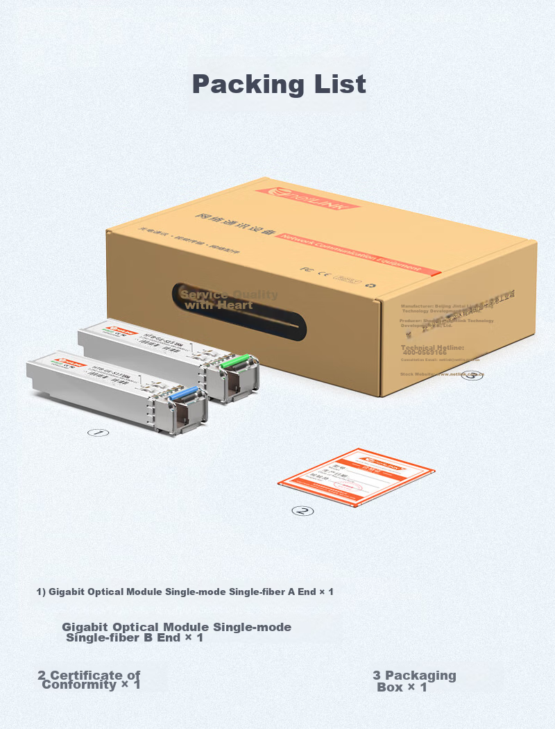 NetLINK SFP Gigabit Optical Module, 1.25G Single-Mode Single-Fiber A+ B+, 3km LC, Suitable for Domestic Equipment, One Pair, HTB-GE 9