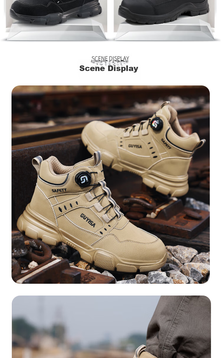 Fumeier Safety Shoes for Men, High-Top Steel Toe Cap, Anti-Smashing, Anti-Puncture, Waterproof, Ultra-Light Comfortable Work Shoes F055BK Size 43 13