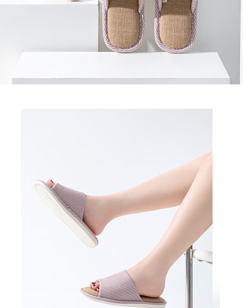 GUOLUOFEI Japanese-Style Linen Slippers for Men, Home Cotton And Linen Casual Couple Slippers for All Seasons, Khaki Color, Size 40-41 16