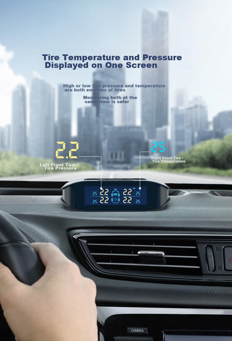 Victon Tire Pressure Monitoring System with Built-In Solar Power, Wireless, Integrated Tire Pressure And Temperature Display T6SC Color Scree 7