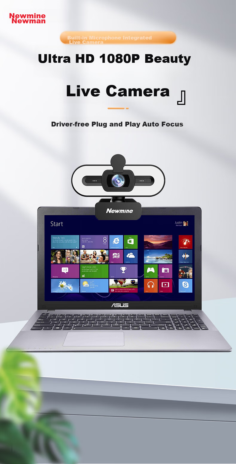 Newmine 1080P Computer Webcam USB Plug-And with Microphone Video Conference Online Class Postgraduate Entrance Exam Re-Exam Desktop Laptop External Home Live Streaming Camera NM11 1