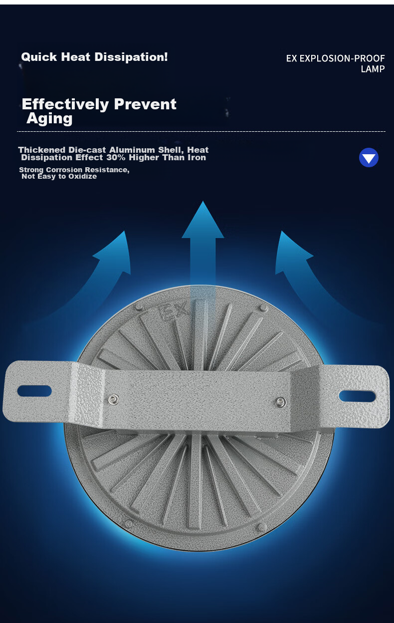 Xinya Explosion-Proof Light, LED Ceiling Light, IP65 Rated, Explosion-Proof Type for Factories And Warehouses, Gas Station Workshop Lighting, Explosion-Proof Floodlight, 50W 10