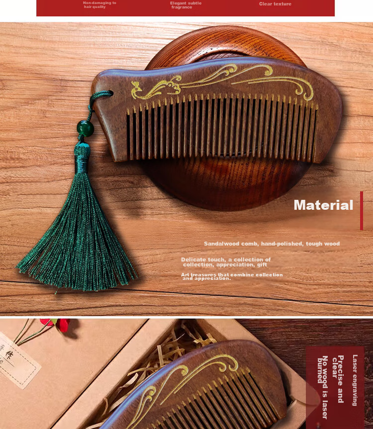 Abaoli Wooden Comb, Teacher's Day Gift, Practical Present for Teachers, Mothers, Wives, Girlfriends, Birthday Gift Box, Chinese Style 2