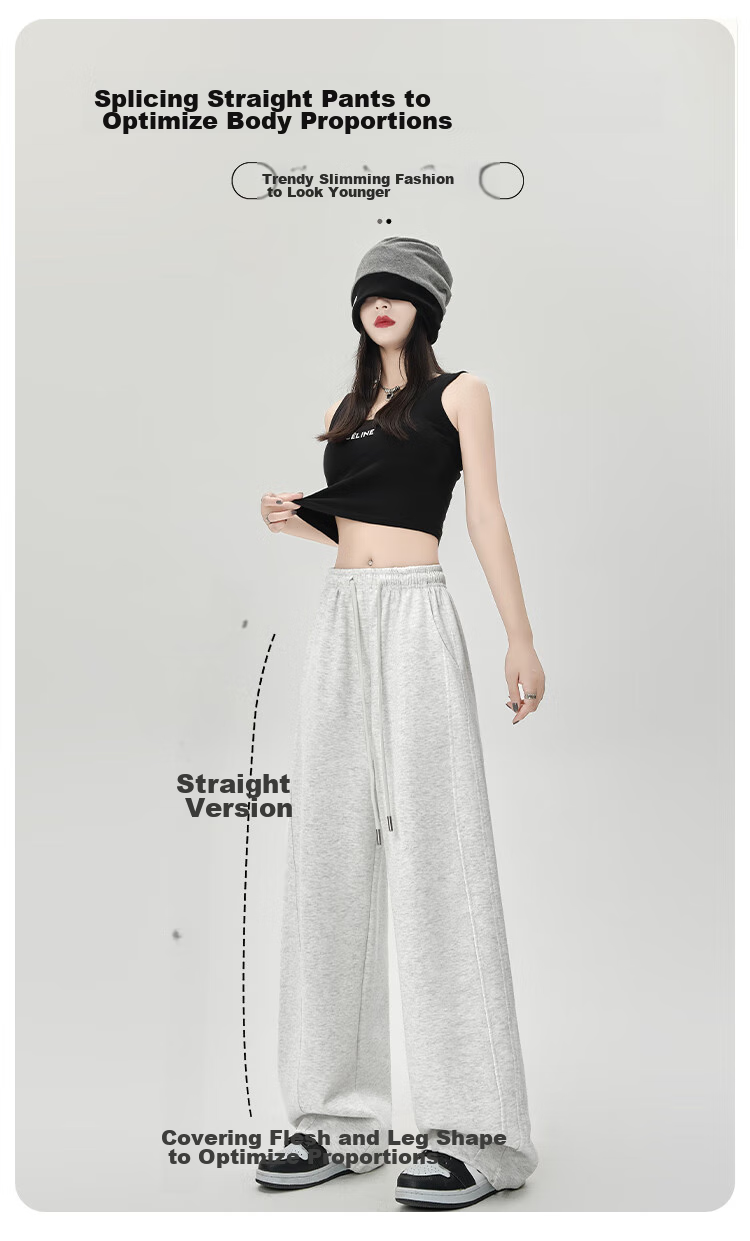 MiiOW Wide-Leg Pants for Women, Autumn 2025 New Style, Petite Draping Casual Straight-Leg Trousers for Fall 7