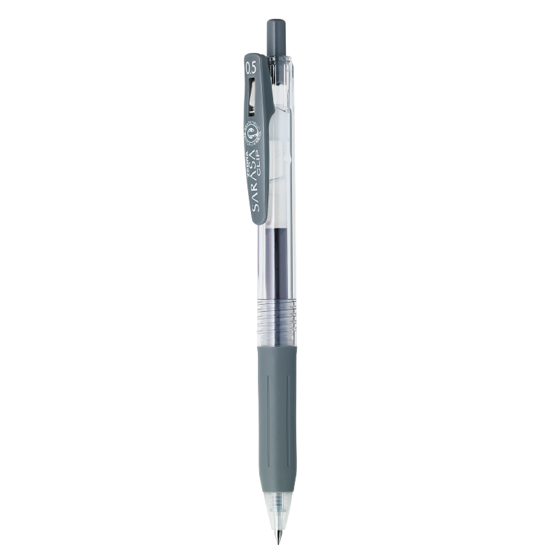 ZEBRA JJ15 Retractable Gel Pen, Signature Pen, 0.5mm Bullet Tip, Gel Ink Pen, Student Colorful Journal Pen, Gray