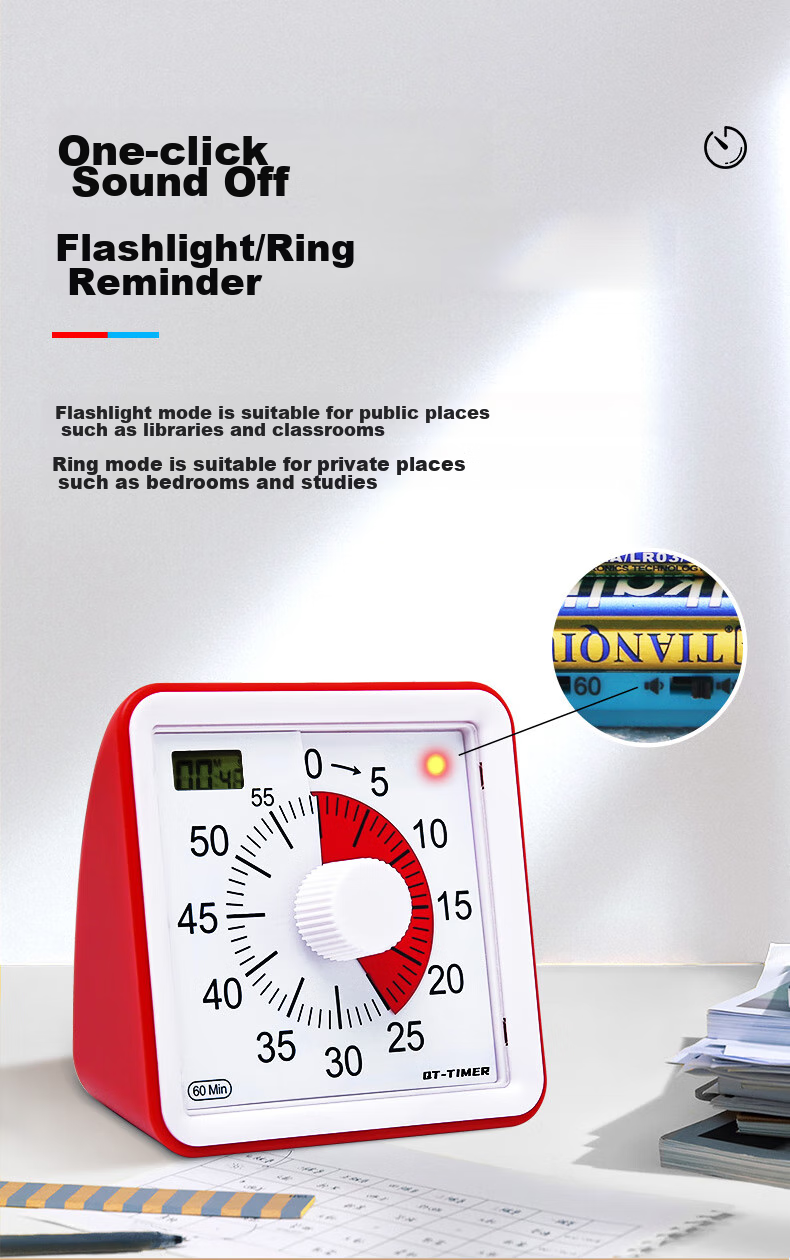 QT-TIMER Timer for Children's Self-Discipline Time Management, Countdown Reminder, Student Homework Visualization Timer, Birthday Gift 6
