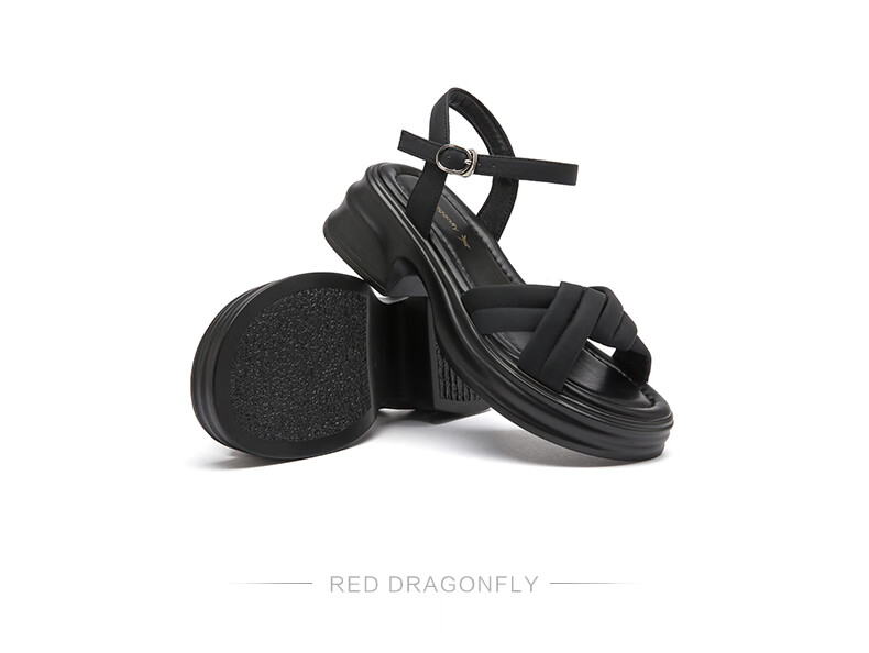 RED DRAGONFLY Casual Sandals for Women, Summer New Style, Comfortable High-Heeled Thick-Soled Sandals WLK24253 Beige 38 3