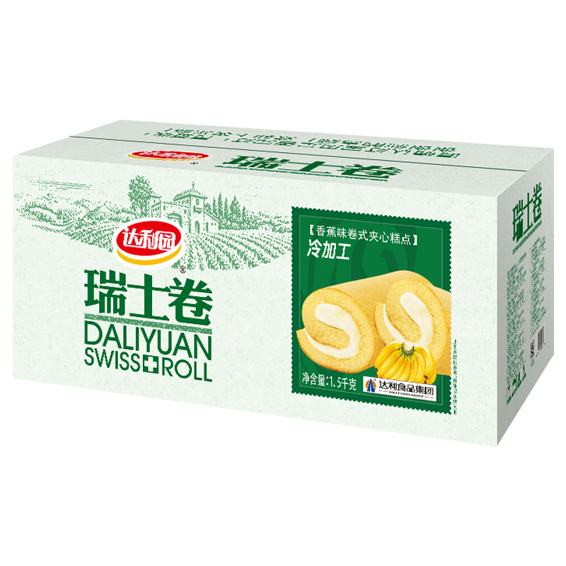 达利园瑞士卷香蕉味3斤整箱独立包装零食早餐面包充饥蛋糕卷