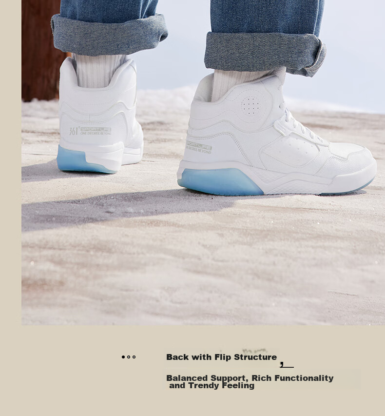361° Men's Sports Shoes, Autumn And Winter High-Top Fleece-Lined Warm Cotton Shoes, Casual Sneakers for Men, 672146606A-8 15