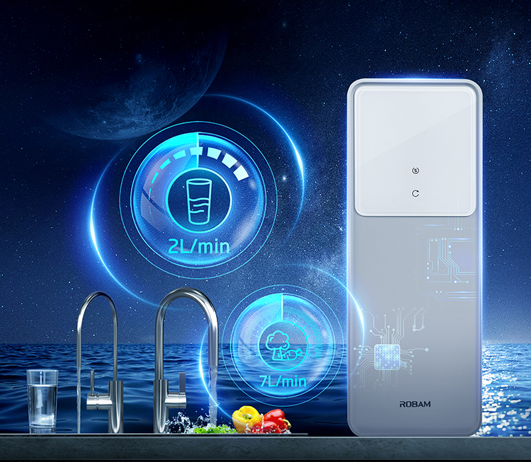 106007-老板(Robam)家用净水器 800G大通量 直饮RO反渗透 2L/min 厨下式双出水低废水净水机PRU800-JV352A-详情图