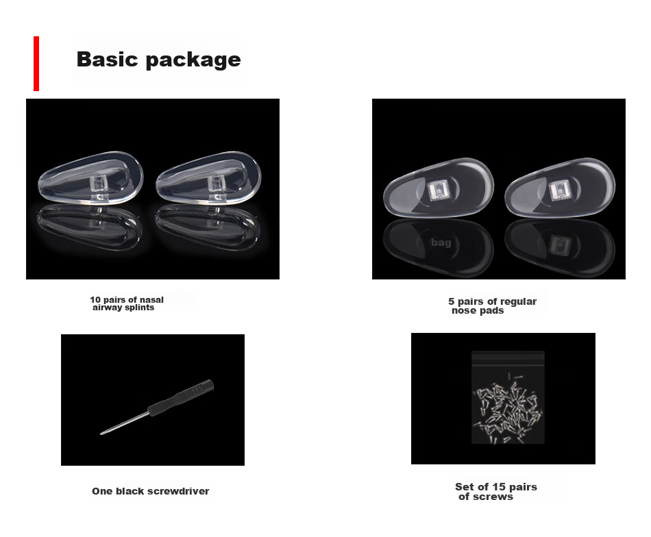 DRATRA Eyeglasses Nose Pads, Air Cushion Silicone Anti-Slip Anti-Fall Metal Titanium Nose Bridge Pads, Repair Accessories, Screwdriver Tool Set 4