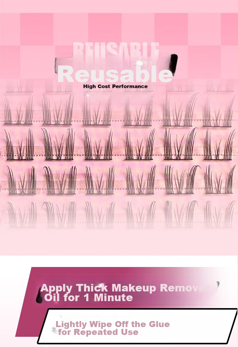 Lishu False Eyelashes, Natural-Looking, 72 Clusters, Cartoon Style, Long Length, No Glue Needed, Tweezers Included 8