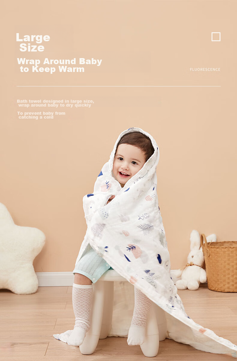 Shiyuejiejing Baby Bath Towel, Spring And Summer Hooded Newborn Large Towel, Bath Towel for Children, Ocean Fairy Design, 90*90 Cm 8