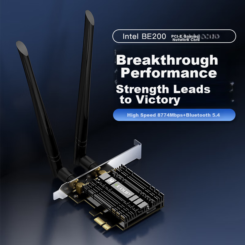 EDUP WiFi7 Wireless Network Card Self-Operated BE200 Tri-Band 8774M Desktop Computer Internal PCIE Bluetooth 5.4 Wireless Receiver Transmitter BE9715GS