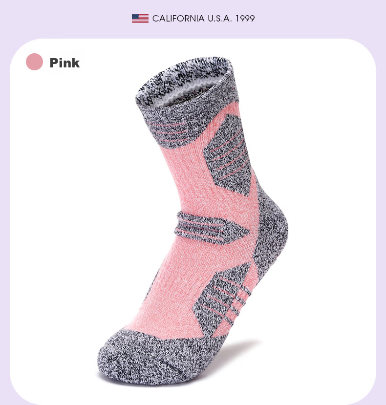 TFO Competition-Level Outdoor Socks, Durable Sports Socks, Breathable Hiking Socks, Mountaineering Socks 2202217, Women's Pink 14