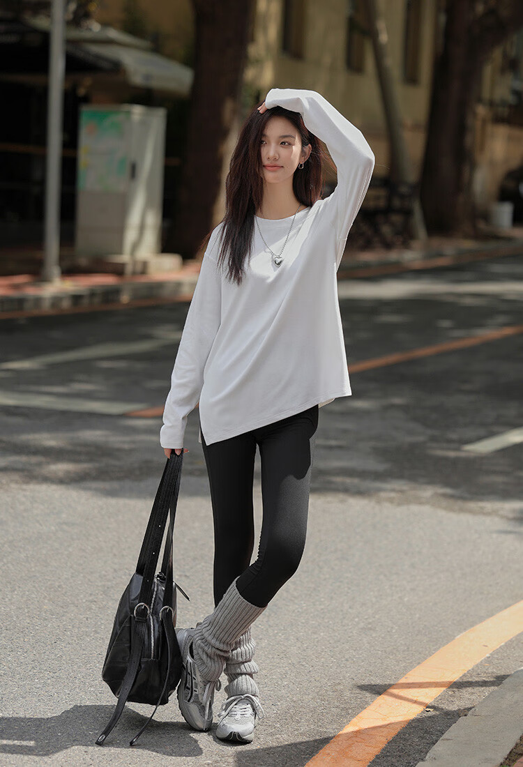 Dme [De Rong Warm T-Shirt] 2025 Spring And Autumn Basic Wear, Side Slit Hem Base Layer for Wome 6