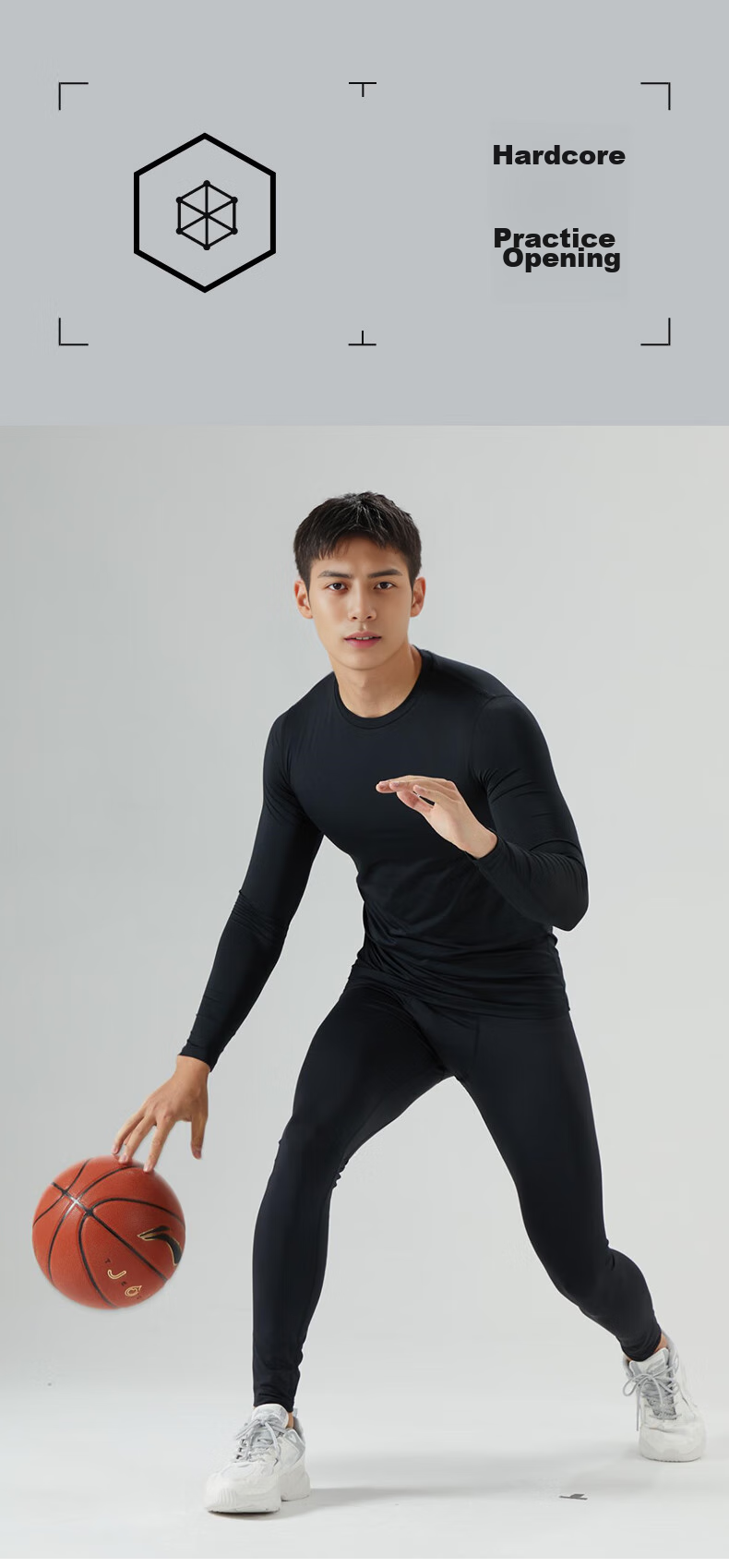 Li-Ning Running Sportswear Set, Autumn And Winter Quick-Dry Tight-Fitting Shirt, Breathable Men's Shorts, Basketball Badminton Base Layer Fitness Training Clothes 8