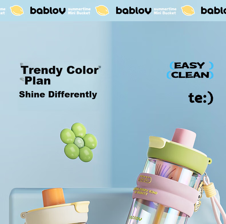 BABLOV Children's Straw Cup, Glass Water Bottle, Portable, Heat-Resistant, Student Tea Compartment Separable Cup, Anti-Scalding Cup Cover, 500ml 21