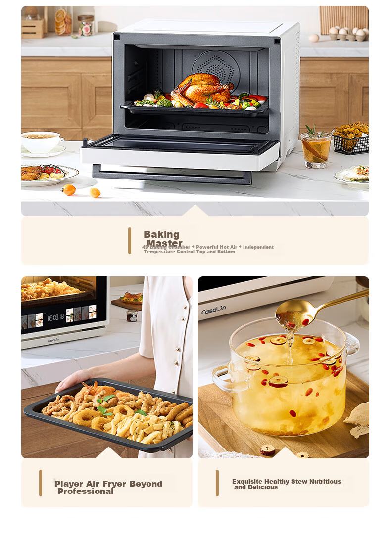 CASDON Microwave Oven Combo Steamer, Baked, Microwave, Steamed And Fried All-In Machine, 32L Large Capacity Ceramic Inner Pot with Membrane, High Definition Color Screen Touch Control B8 4