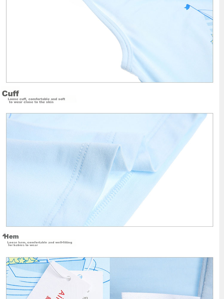 Aimer Kids Boys' Underwear Vest, 2-Pack Modal Undershirt Vest, Star Ship Pattern, White + Blue, Size 90 11