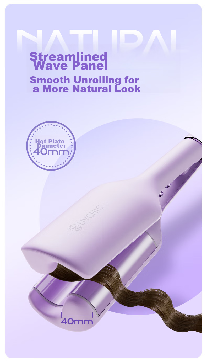 LivChic 40mm Large Wave Curling Iron, Negative Ion Hair-Friendly Egg Roll Curler, Hair Curling Tool, Volumizing High Crown Hair Clipper, 520 Gift S4 5