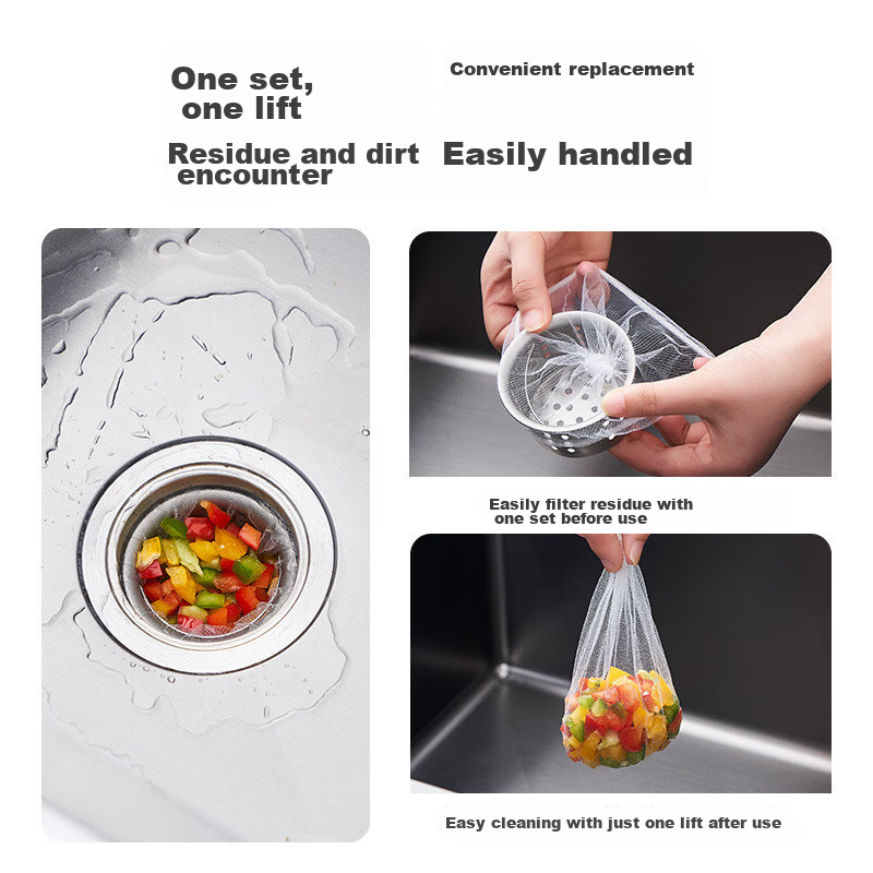 Yagao Kitchen Sink Strainer, 200 Pieces, Drain Filter Bag, Anti-Clogging Mesh Sieve for Sink And Drai