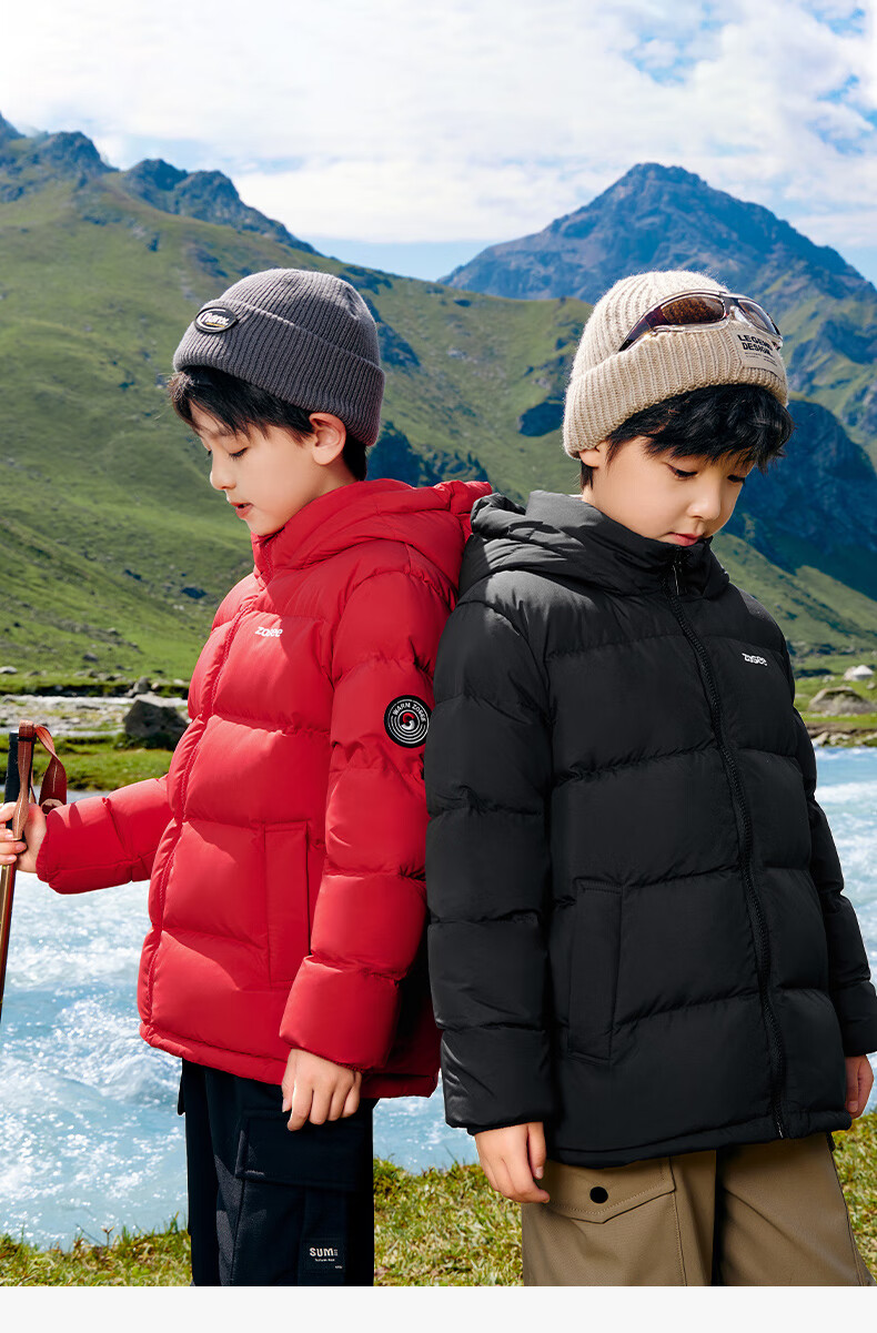 Zuoxi Children's down Jacket, 2025 New Style, Boys' Winter Warm And Cold-Resistant White Duck down Hooded Puffer Coat, Black, Size 150 15