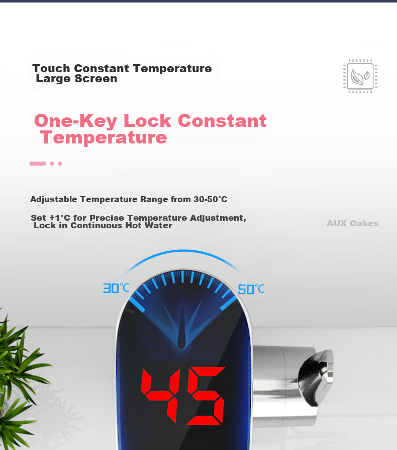 AUX Electric Water Heater Faucet, Bathroom Sink Hot And Cold Dual-Use Smart Digital Display Fast Heating Kitchen Treasure Instant Electric Water Heater, Bottom Water Inlet WT1X3 Stainless Steel Body 4
