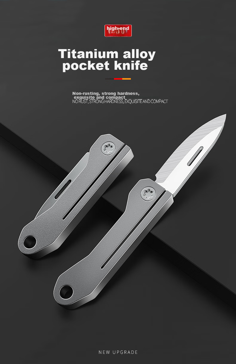 Laiben Titanium Alloy Car Keychain for Men with Small Folding Knife, Self-Defense Portable Key Pendant 1