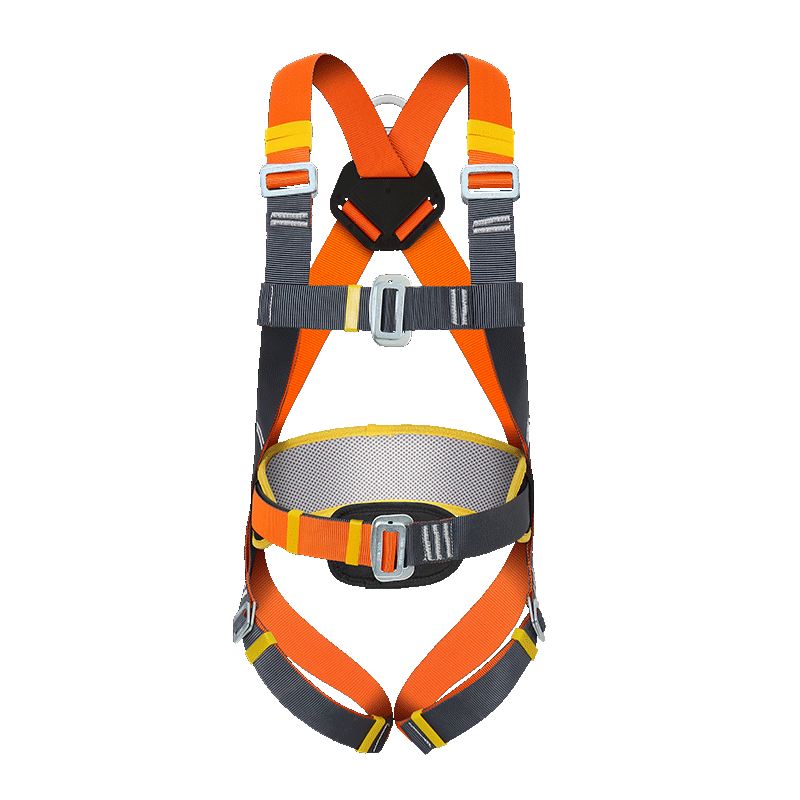 Locroyon Five-Point Safety Harness High-Altitude Work Safety Rope Full-Body Fall Arrest National Standard Safety Belt Double Small Hooks 1.8m with Shock Absorber Pack